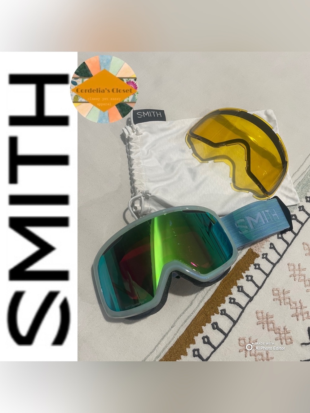 SMITH Squad Riot Cylindrical ChromaPop Blue Frame Ski/Snowboarding Goggles & Acc